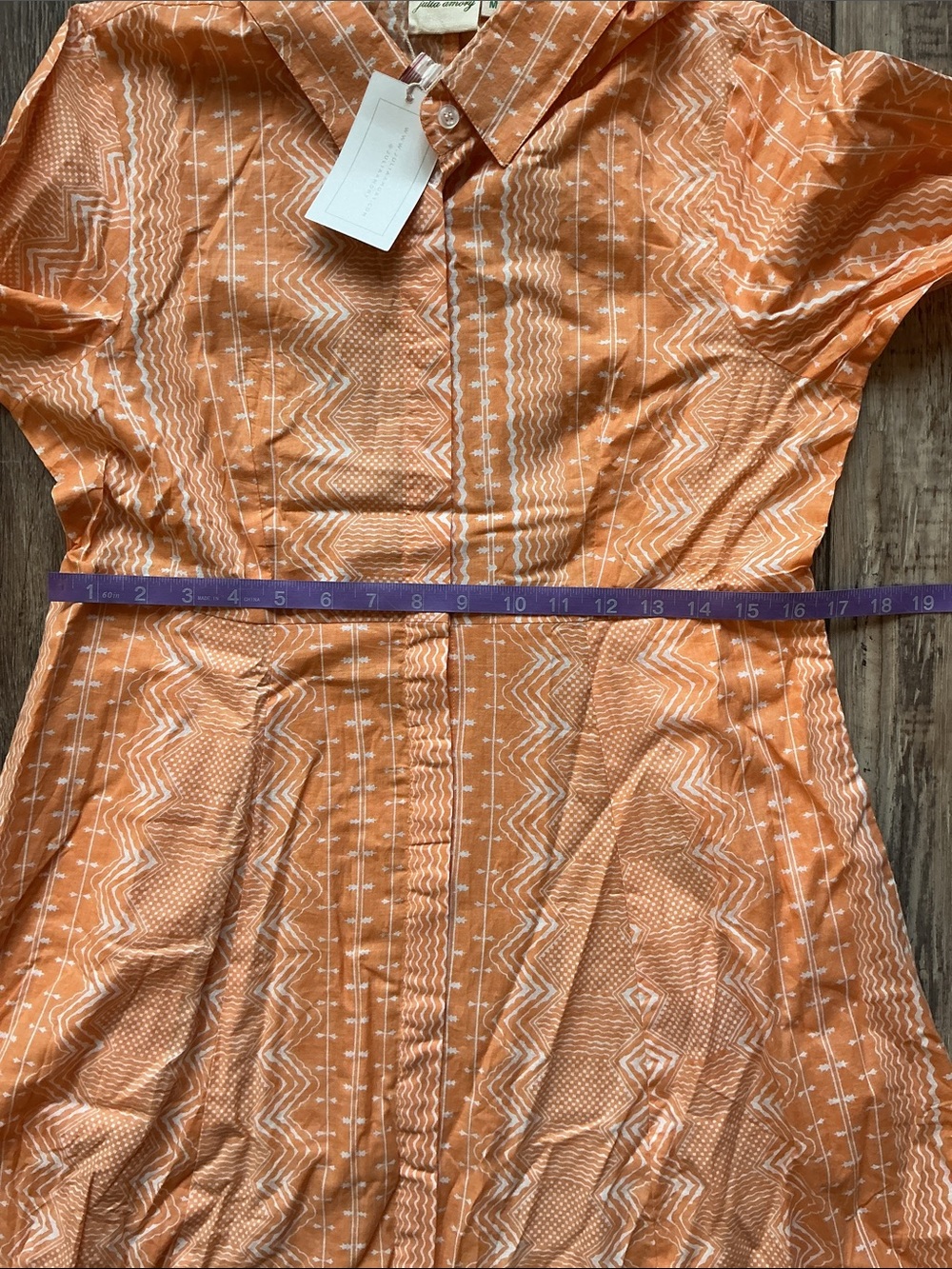 NWT Julia Amory 100% Cotton Orange Shirt Dress Medium - Picture 8 of 11